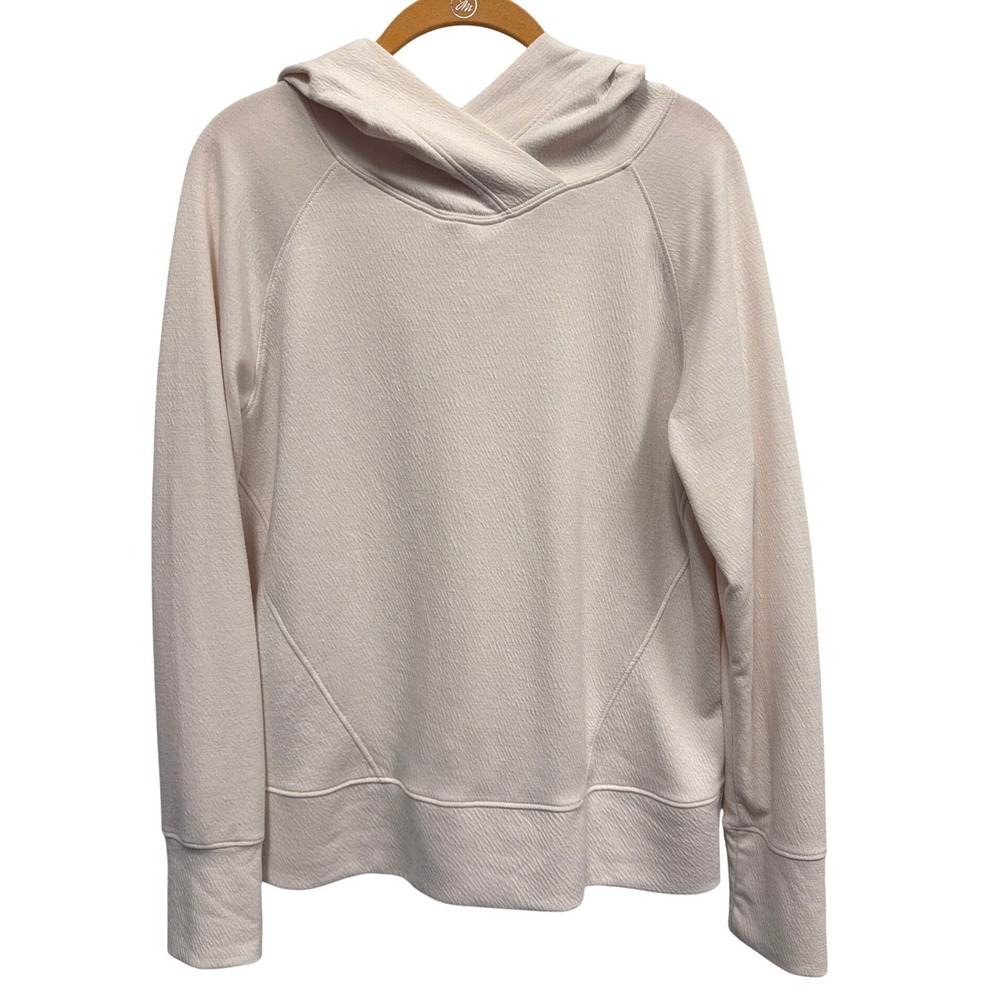 PrAna Womens Cream Textured Crossover Hooded Pullover Sweatshirt Medium 1962081